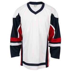 Stadium Adult Hockey Jersey - White/Navy/Red